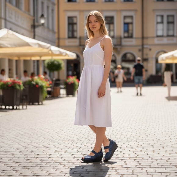 Bernie Mev Halle Woven Mary Jane Wedge-Jeans , Women's Comfort Shoe - NWB - Picture 2 of 6